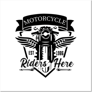 Motorcycle riders here - Bike lover and vintage style motorcycle Posters and Art